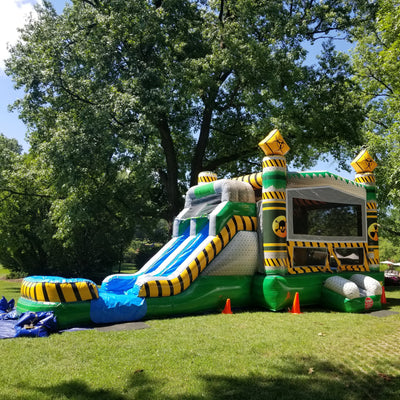 Slides combo wet and dry bounce house happy jump inflatables waterslide near me