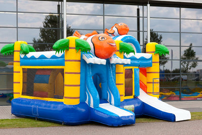 Jungle Jump Inflatables Roof Clownfish Bouncy Castle Commercial Bounce House With Slide