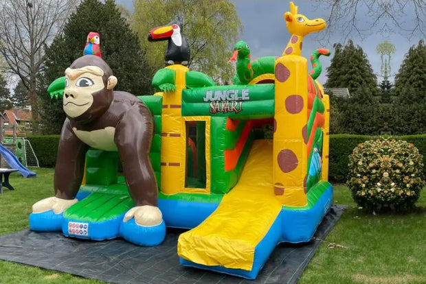 Outdoor Bouncy Castle Combo Jungle Jump Large Inflatables Safari Bounce House With Slide