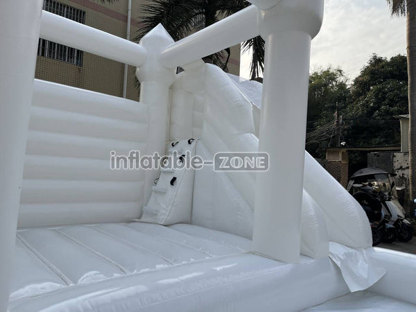 Backyard Bounce House Party Slide Combo Inflatable Bouncer White Wedding Bouncy Castle With Ball Pit