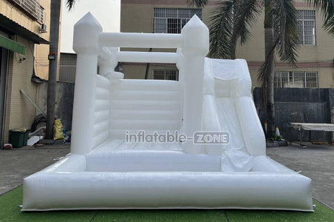 Backyard Bounce House Party Slide Combo Inflatable Bouncer White Wedding Bouncy Castle With Ball Pit