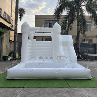 Elevate your celebrations with our Backyard Bounce House Party Slide Combo! This White Wedding Bouncy Castle features a slide and ball pit, perfect for endless fun. Whether it's a wedding reception or a backyard party, this inflatable attraction adds a touch of magic to any event. Let the festivities begin with this unforgettable party essential!