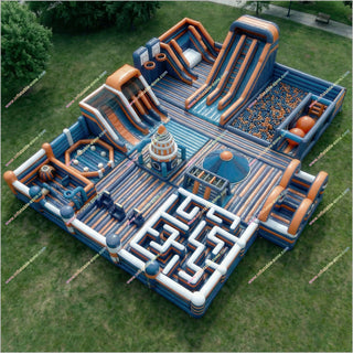 Big Inflatable Fun Park Jumping Balloon Obstacle Course Fun City Bounce House Durable Playground Equipment Assault Course For Garden