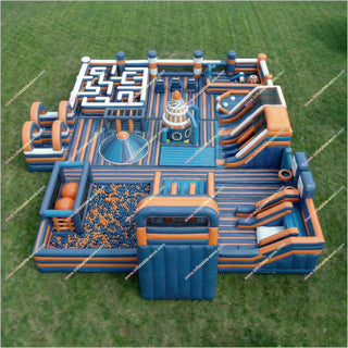 Big Inflatable Fun Park Jumping Balloon Obstacle Course Fun City Bounce House Durable Playground Equipment Assault Course For Garden