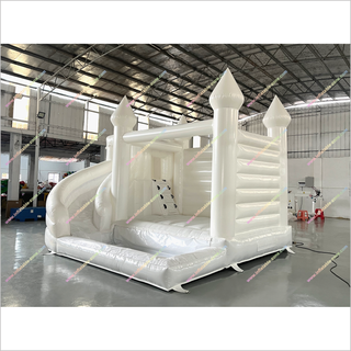 Big White Inflatable Bouncy Castle With A Slide Childrens And Adults Big White Bounce House Slide Combo For Sale