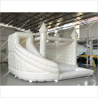 Big White Inflatable Bouncy Castle With A Slide Childrens And Adults Big White Bounce House Slide Combo For Sale