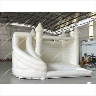 Big White Inflatable Bouncy Castle With A Slide Childrens And Adults Big White Bounce House Slide Combo For Sale
