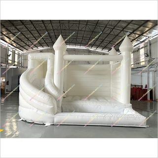 Big White Inflatable Bouncy Castle With A Slide Childrens And Adults Big White Bounce House Slide Combo For Sale