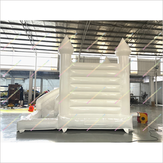Big White Inflatable Bouncy Castle With A Slide Childrens And Adults Big White Bounce House Slide Combo For Sale