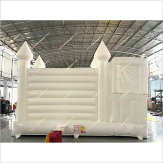 Big White Inflatable Bouncy Castle With A Slide Childrens And Adults Big White Bounce House Slide Combo For Sale