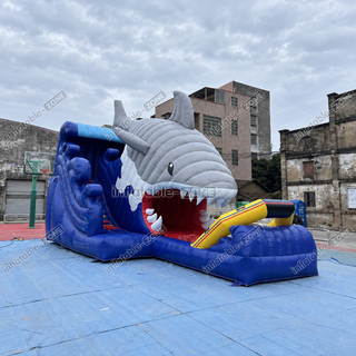 Make a splash with our Blow Up Shark Water Slide! This commercial giant inflatable waterslide with a pool is perfect for playgrounds and events. Kids will love the thrill of sliding into the pool, making it an unforgettable experience. Get yours now and turn any gathering into a watery adventure!