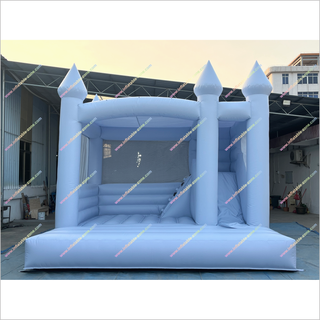 Blue Bouncy Castle Combo Slide Jumper Sport Entertainment Inflatable Bounce House With Slide And Climbing Wall