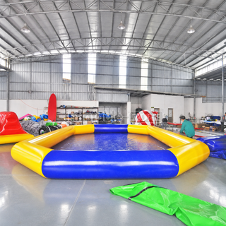 Make a splash with our Blue and Yellow Inflatable Water Pool! Perfect for children's play and enjoyment, this vibrant pool promises hours of aquatic fun. Whether it's a backyard gathering or a day at the beach, it's sure to keep kids entertained and cool. Dive in and create unforgettable summer memories with our inflatable water game pool!