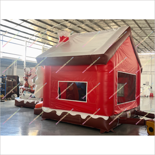 Large Christmas Inflatables Bounce House And Slide Rental Outdoor Santa And Reindeer Jumping Castle With Slide For Kids