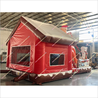 Large Christmas Inflatables Bounce House And Slide Rental Outdoor Santa And Reindeer Jumping Castle With Slide For Kids