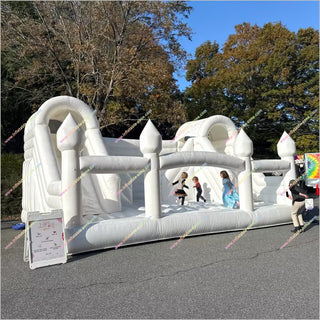 Wedding White Party Blast Zone Bounce House Double Slide Inflatable Bouncy Castle Combo Hire