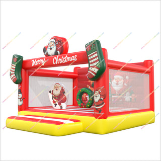 Happy Merry Christmas Bounce House Inflatable Best Santa Small Bouncer Jumping Castle For Rent Near Me