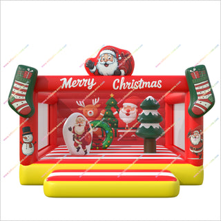 Happy Merry Christmas Bounce House Inflatable Best Santa Small Bouncer Jumping Castle For Rent Near Me