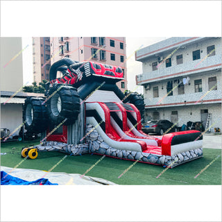 Commercial Inflatable Combo Bouncy Castle With Double Slide Large Monster Truck Bounce House Slides For Sale