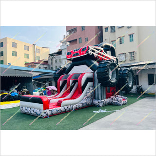 Commercial Inflatable Combo Bouncy Castle With Double Slide Large Monster Truck Bounce House Slides For Sale