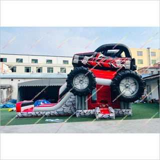 Commercial Inflatable Combo Bouncy Castle With Double Slide Large Monster Truck Bounce House Slides For Sale