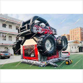 Commercial Inflatable Combo Bouncy Castle With Double Slide Large Monster Truck Bounce House Slides For Sale
