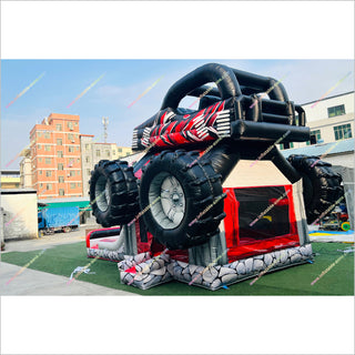 Commercial Inflatable Combo Bouncy Castle With Double Slide Large Monster Truck Bounce House Slides For Sale