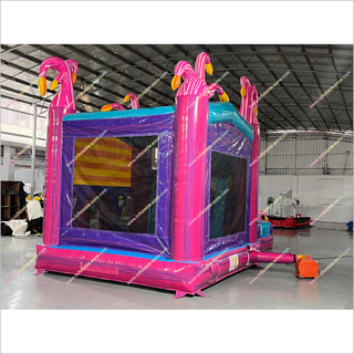 Flamingo-Themed Inflatable Combo Jumping Bouncing Double Slide Bouncy Castle Commercial Bounce House Water Slide For Sale