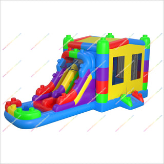 Inflatable Building Blocks Bounce House With Pool And Slide Inflatable Castle Water Slide And Jumper Combo