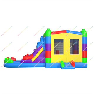 Inflatable Building Blocks Bounce House With Pool And Slide Inflatable Castle Water Slide And Jumper Combo