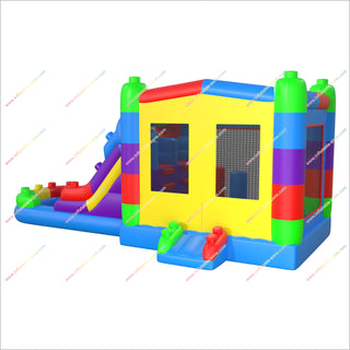 Inflatable Building Blocks Bounce House With Pool And Slide Inflatable Castle Water Slide And Jumper Combo