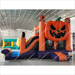 Jack O Lantern Bounce House Blow Up Halloween Castle Pumpkin Jump House Slide Combo Inflatables