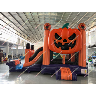 Jack O Lantern Bounce House Blow Up Halloween Castle Pumpkin Jump House Slide Combo Inflatables