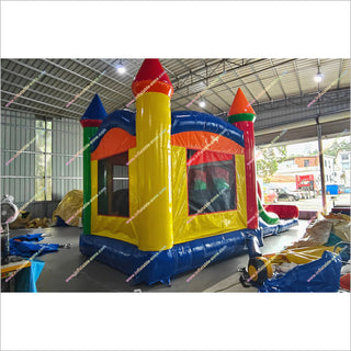 Classic Combo Bounce House With Slide Giant Inflatable Rainbow Jumping Castle Slide For Sale
