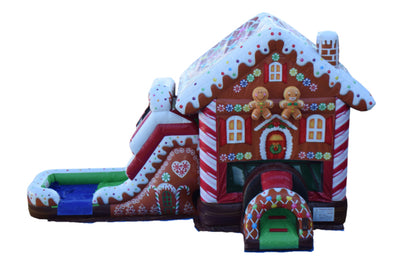 Gingerbread Castle Combo Bounce House Jump And Double Slide Bouncer All Fun Bouncing Inflatables