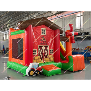 Farm Party Theme Bouncy Castle And Inflatable Slide Combo Commercial Indoor Play Equipment Bounce House And Slides For Sale