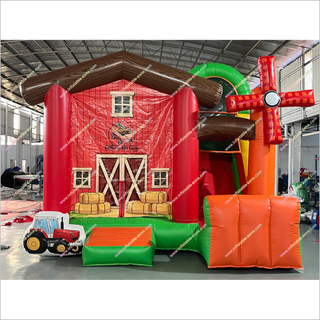Farm Party Theme Bouncy Castle And Inflatable Slide Combo Commercial Indoor Play Equipment Bounce House And Slides For Sale