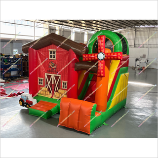 Farm Party Theme Bouncy Castle And Inflatable Slide Combo Commercial Indoor Play Equipment Bounce House And Slides For Sale