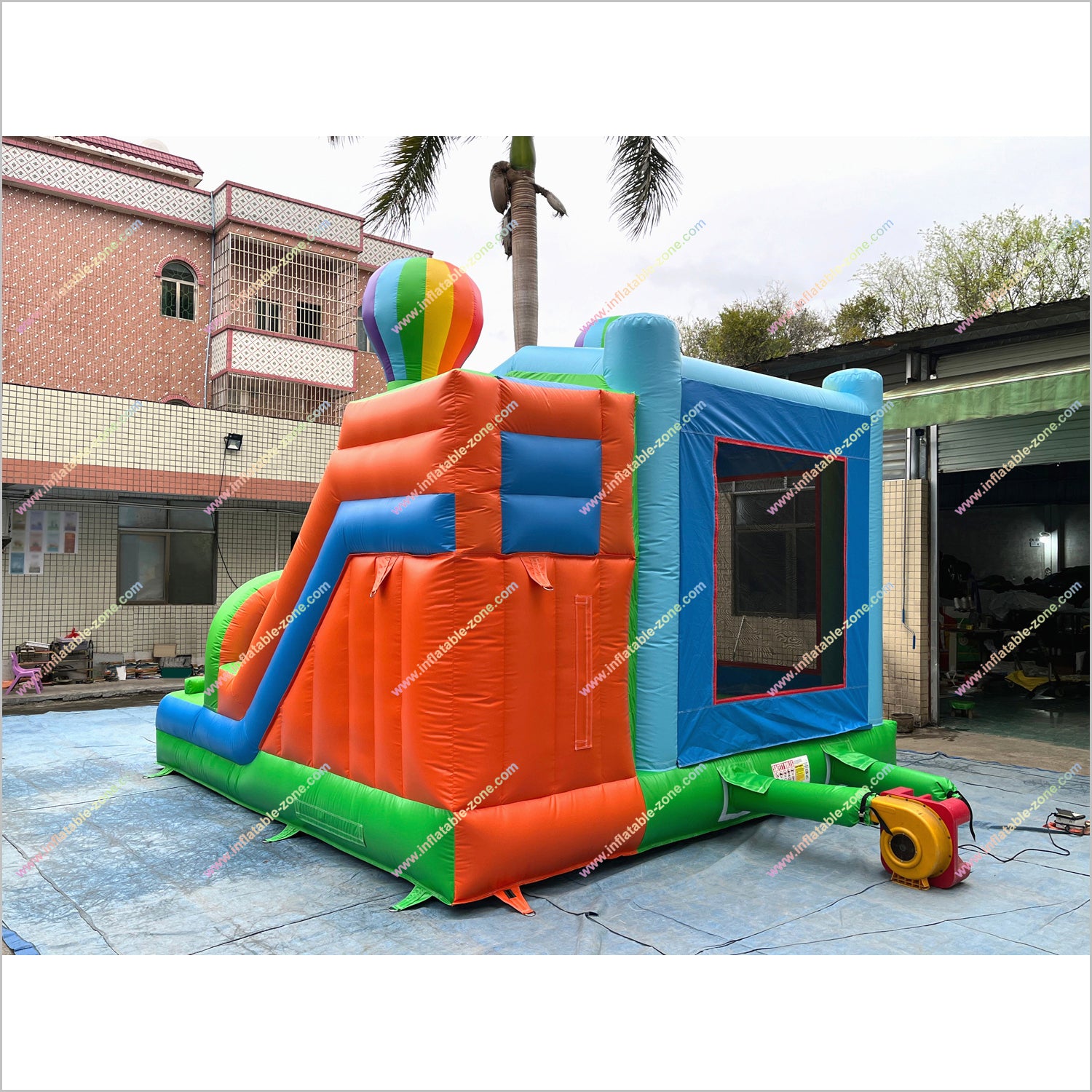 Rainbow Balloon Combo Jump And Slide Inflatable Bouncer Backyard Party ...