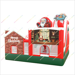 Merry Christmas Combo Bouncy Castle Inflatable Slide Sunny And Fun Bounce House Blow Up Slide For Rent