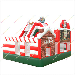 Merry Christmas Combo Bouncy Castle Inflatable Slide Sunny And Fun Bounce House Blow Up Slide For Rent