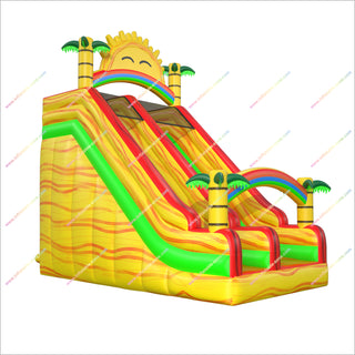 Sun Tropical Bouncy Castle Inflatable Slide Palm Trees And Rainbow Arches Inflatable Slide For Home