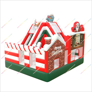 Merry Christmas Combo Bouncy Castle Inflatable Slide Sunny And Fun Bounce House Blow Up Slide For Rent