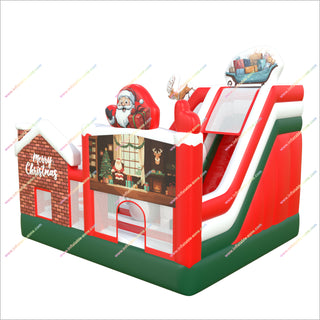 Merry Christmas Combo Bouncy Castle Inflatable Slide Sunny And Fun Bounce House Blow Up Slide For Rent