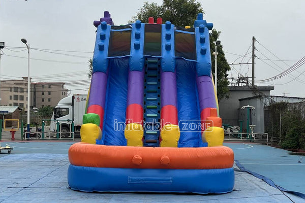 Commercial Building Block Giant Inflatable Water Slide With Inflatable Pool Playground Party For Kids And Adults