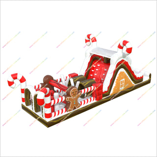 Buy Inflatable Assault Course Christmas Gingerbread Man Candy Cane Outdoor Obstacle Course For Backyard