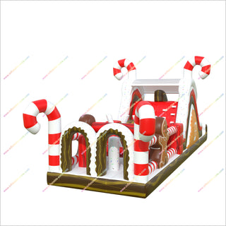 Buy Inflatable Assault Course Christmas Gingerbread Man Candy Cane Outdoor Obstacle Course For Backyard
