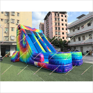 Tie-Dye Theme Cheap Inflatable Water Slide Outdoor Fun Near Me Double Blow Up Water Slide