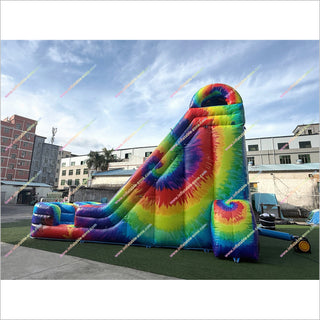 Tie-Dye Theme Cheap Inflatable Water Slide Outdoor Fun Near Me Double Blow Up Water Slide