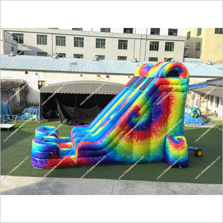 Tie-Dye Theme Cheap Inflatable Water Slide Outdoor Fun Near Me Double Blow Up Water Slide